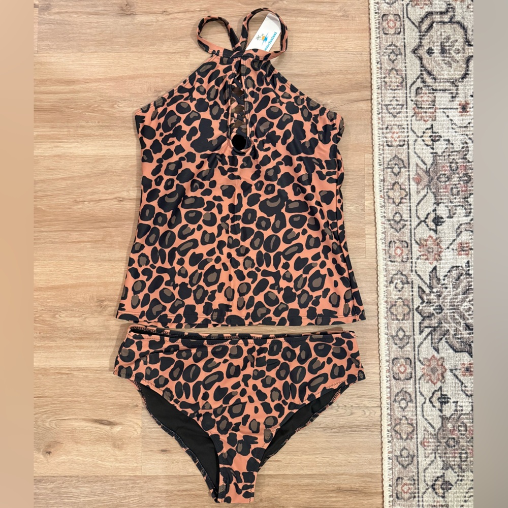 Leopard Print Halter Bikini Set